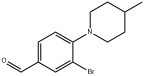 3-溴-4-(4-甲基哌啶-1-基)苯甲醛 结构式