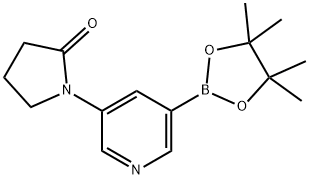 1-(5-(4,4,5,5-四甲基-1,3,2-二氧杂环戊硼烷-2-基)吡啶-3-基)吡咯烷-2-酮 结构式