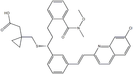 (R,E)-2-(1-(((1-(3-(2-(7-Chloroquinolin-2-yl)vinyl)phenyl)-3-(2-(Methoxy(Methyl)carbaMoyl)phenyl)propyl)thio)Methyl)cyclopropyl)acetic Acid 结构式
