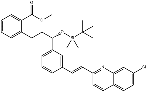 (S,E)-2-(3-((tert-ButyldiMethylsilyl)oxy)-3-(3-(2-(7-chloroquinolin-2-yl)vinyl)phenyl)propyl)benzoic Acid Methyl Ester 结构式