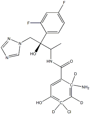 2-AMino-4-chloro-N-((2R,3R)-3-(2,4-difluorophenyl)-3-hydroxy-4-(1H-1,2,4-triazol-1-yl)butan-2-yl)-5-hydroxybenzaMide-d3 结构式