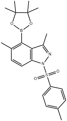 3,5-二甲基-4-(4,4,5,5-四甲基-1,3,2-二氧杂环戊硼烷-2-基)-1-甲苯磺酰-1氢-吲唑 结构式