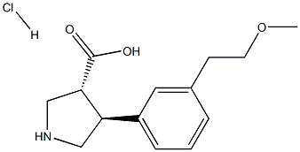 (+/-)-trans-4-[3-(2-Methoxyethyl)-phenyl]-pyrrolidine-3-carboxylic acid-HCl 结构式