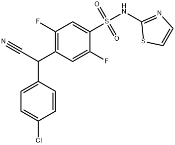 4-((4-chlorophenyl)(cyano)Methyl)-2,5-difluoro-N-(thiazol-2-yl)benzenesulfonaMide 结构式