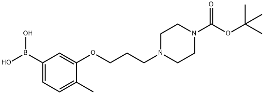 3-(3-(4-(叔-丁氧基羰基)哌嗪-1-基)丙氧基)-4-甲基苯基硼酸 结构式