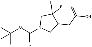 2-(1-(tert-butoxycarbonyl)-4,4-difluoropyrrolidin-3-yl)acetic acid 结构式