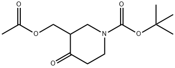 3-(乙酰氧基甲基)-4-氧代哌啶-1-羧酸叔丁酯 结构式