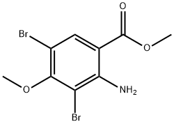 2-氨基-3,5-二溴-4-甲氧基苯甲酸甲酯 结构式