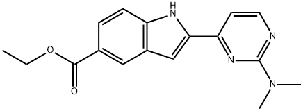 2-(2-(二甲基氨基)嘧啶-4-基)-1H-吲哚-5-羧酸乙酯 结构式