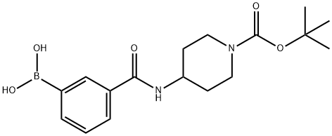 (3-((1-(叔-丁氧基羰基)哌啶-4-基)氨基甲酰)苯基)硼酸 结构式