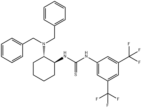 N-[(1S,2S)-2-[二(苯基甲基)氨基]环己基]-N'-[3,5-双(三氟甲基)苯基]硫脲 结构式