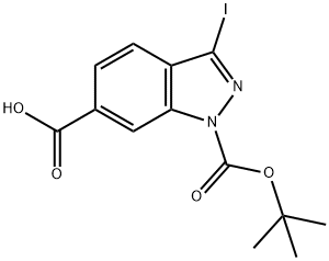 1-(tert-butoxycarbonyl)-3-iodo-1H-indazole-6-carboxylic acid 结构式