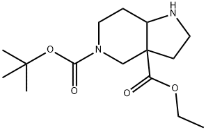 5-叔丁基 3A-乙基 六氢-1H-吡咯并[3,2-C]吡啶-3A,5(6H)-二羧酸酯 结构式