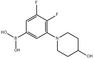 (3,4-二氟-5-(4-羟基哌啶-1-基)苯基)硼酸 结构式