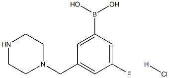 (3-氟-5-(哌嗪-1-基甲基)苯基)硼酸盐酸 结构式