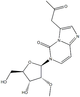 化合物 6-(2-O-METHYL-BETA-D-RIBOFURANOSYL)-3-(2-OXO-PROPYL)-6H-IMIDAZO[1,2-C]PYRIMIDIN-5-ONE 结构式