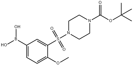 (3-((4-(叔-丁氧基羰基)哌嗪-1-基)磺酰)-4-甲氧苯基)硼酸 结构式