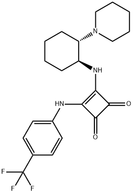 3-[[(1S,2S)-2-(1-哌啶基)环己基]氨基]-4-[[4-(三氟甲基)苯基]氨基]-3-环丁烯-1,2-二酮 结构式