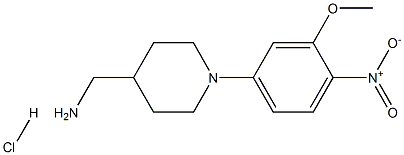 C-[1-(3-甲氧基-4-硝基-苯基)-哌啶-4-基]甲胺盐酸盐 结构式