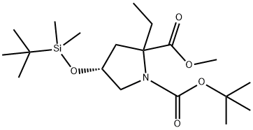 (4R)-1-tert-butyl 2-Methyl 4-(tert-butyldiMethylsilyloxy)-2-ethylpyrrolidine-1,2-dicarboxylate 结构式