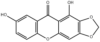 1,7-二羟基-2,3-亚甲二氧基口山酮 结构式