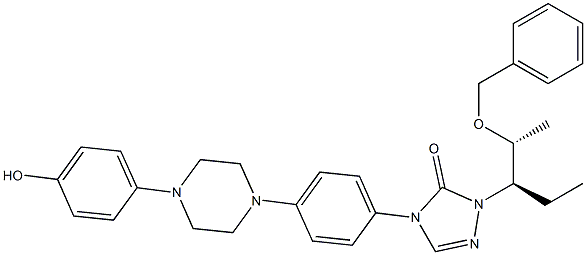 1-((2R,3R)-2-(benzyloxy)pentan-3-yl)-4-(4-(4-(4-hydroxyphenyl)piperazin-1-yl)phenyl)-1H-1,2,4-triazol-5(4H)-one 结构式