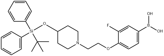(4-(2-(4-((TERT-BUTYLDIPHENYLSILYL)OXY)PIPERIDIN-1-YL)ETHOXY)-3-FLUOROPHENYL)BORONIC ACID 结构式