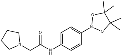 2-(吡咯烷-1-基)-N-(4-(4,4,5,5-四甲基-1,3,2-二硼戊环-2-基)苯基)乙酰胺 结构式
