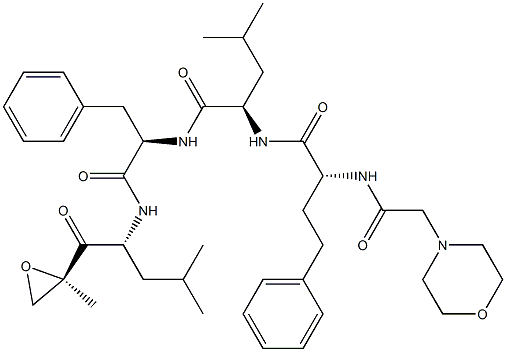 (R)-4-Methyl-N-((R)-1-(((R)-4-Methyl-1-((R)-2-Methyloxiran-2-yl)-1-oxopentan-2-yl)aMino)-1-oxo-3-phenylpropan-2-yl)-2-((R)-2-(2-MorpholinoacetaMido)-4-phenylbutanaMido)pentanaMide 结构式