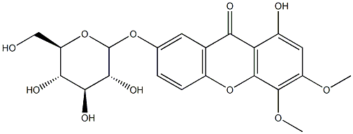 1,7-二羟基-3,4-二甲氧基山酮-7-O-Β-D-葡萄糖苷 结构式