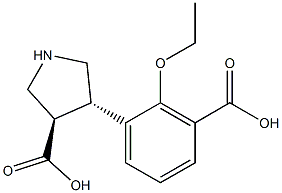 (+/-)-trans-4-(2-ethoxycarboxy-phenyl)-pyrrolidine-3-carboxylic acid 结构式