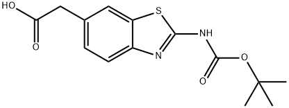 2-(2-((叔丁氧基羰基)氨基)苯并[D]噻唑-6-基)乙酸 结构式