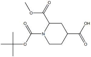 1-(tert-butoxycarbonyl)-2-(Methoxycarbonyl)piperidine-4-carboxylic acid 结构式