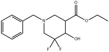 ethyl 1-benzyl-5,5-difluoro-4-hydroxypiperidine-3-carboxylate 结构式