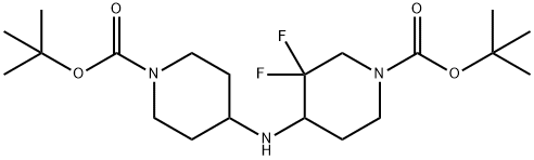 tert-butyl 4-(1-(tert-butoxycarbonyl)piperidin-4-ylaMino)-3,3-difluoropiperidine-1-carboxylate 结构式
