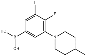 (3,4-二氟-5-(4-甲基哌啶-1-基)苯基)硼酸 结构式