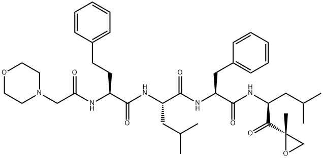 (S)-4-METHYL-N-((S)-1-(((S)-4-METHYL-1-((S)-2-METHYLOXIRAN-2-YL)-1-OXOPENTAN-2-YL)AMINO)-1-OXO-3-PHENYLPROPAN-2-YL)-2-((S)-2-(2-MORPHOLINOACETAMIDO)-4-PHENYLBUTANAMIDO)PENTANAMIDE 结构式