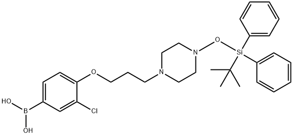 (4-(3-(4-((叔-丁基二苯基甲硅烷基)氧代)哌啶-1-基)丙氧基)-3-氯苯基)硼酸 结构式