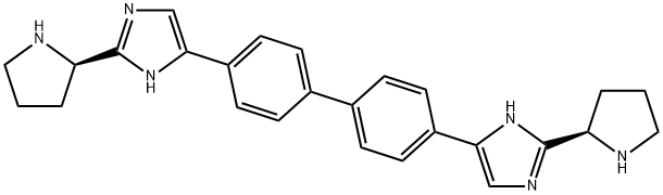 2-((R)-pyrrolidin-2-yl)-5-(4'-(2-((R)-pyrrolidin-2-yl)-1H-imidazol-4-yl)-[1,1'-biphenyl]-4-yl)-1H-imidazole 结构式