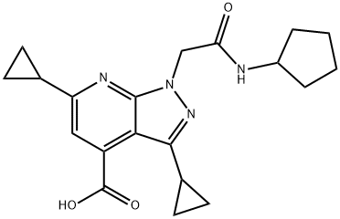 1-(2-(环戊基氨基)-2-氧乙基)-3,6-二环丙基-1H-吡唑并[3,4-B]吡啶-4-羧酸 结构式