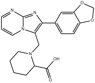 1-{[2-(2H-1,3-benzodioxol-5-yl)imidazo[1,2-a]pyrimidin-3-yl]methyl}piperidine-2-carboxylic acid 结构式