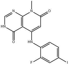 5-(2-FLUORO-4-IODOPHENYLAMINO)-8-METHYLPYRIDO[2,3-D]PYRIMIDINE-4,7(3H,8H)-DIONE 结构式