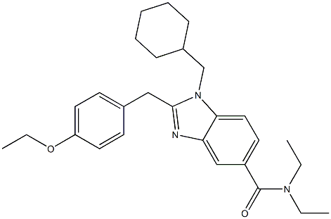 1-(cyclohexylmethyl)-2-[(4-ethoxyphenyl)methyl]-N,N-diethylbenzimidazole-5-carboxamide 结构式