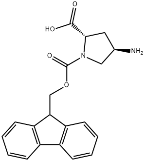 1,2-Pyrrolidinedicarboxylic acid, 4-amino-, 1-(9H-fluoren-9-ylmethyl) ester, (2S,4R)- 结构式