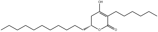 (2R)-5-己基-4-羟基-2-十一烷-2,3-二氢吡喃-6-酮 结构式