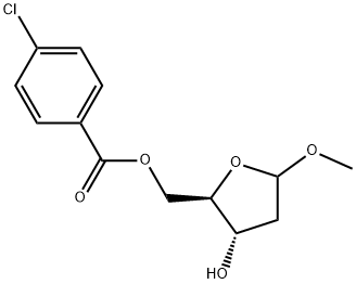 ((2R,3S)-3-羟基-5-甲氧基四氢呋喃-2-基)甲基4-氯苯甲酸酯 结构式