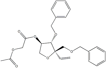 (3R,4S,5R)-2-乙酰氧基-4-苄氧基-5-苄氧甲基-5-乙烯基-四氢呋喃-3-乙酸酯 结构式