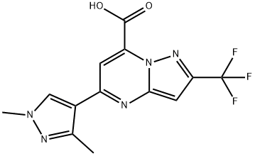 5-(1,3-Dimethyl-1H-pyrazol-4-yl)-2-(trifluoromethyl)pyrazolo[1,5-a]pyrimidine-7-carboxylic acid 结构式