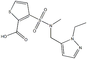 3-([[(1-Ethyl-1H-pyrazol-5-yl)methyl](methyl)amino]sulfonyl)thiophene-2-carboxylic acid 结构式