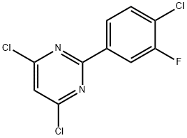 4,6-二氯-2-(4-氯-3-氟苯)嘧啶 结构式